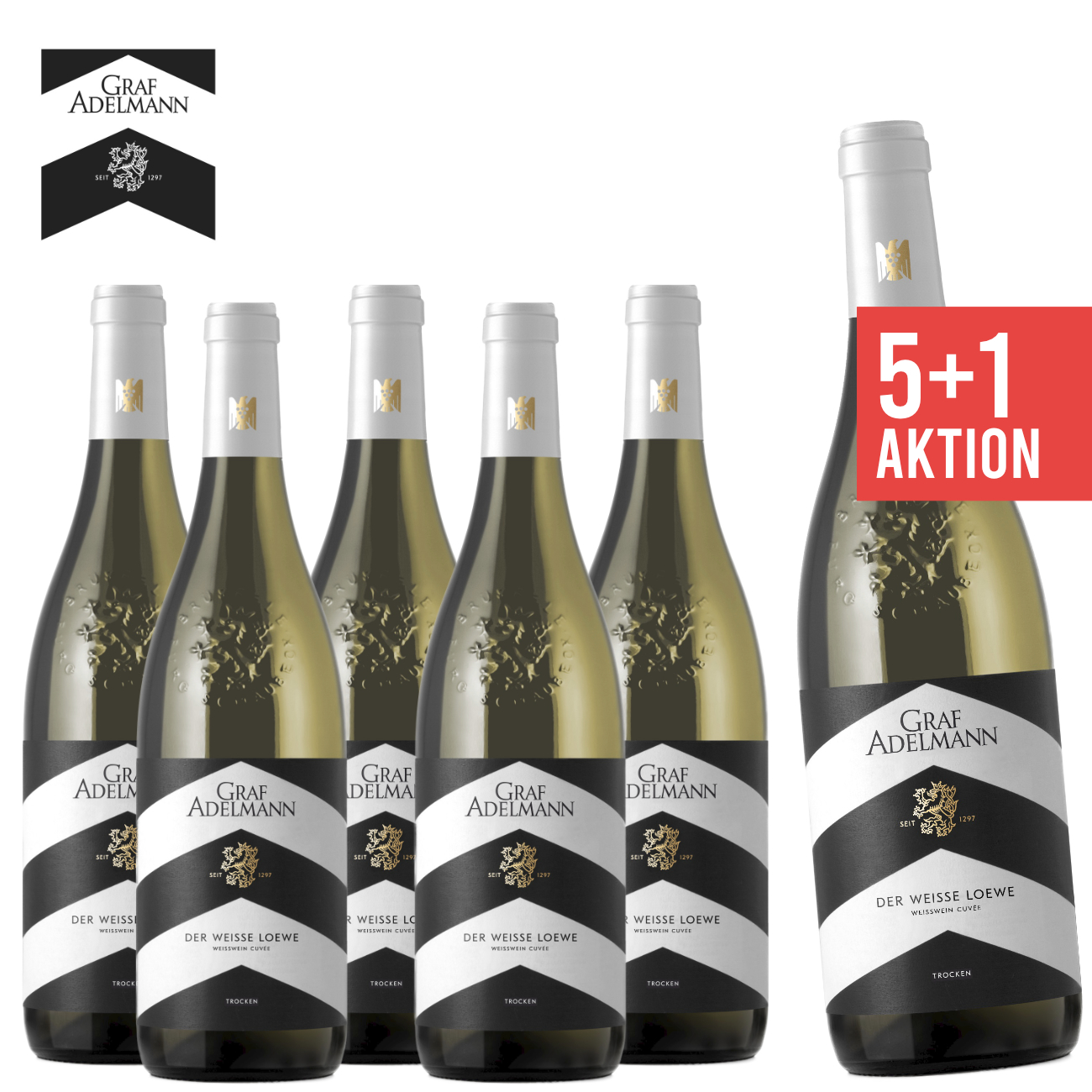 5+1 "Der weisse Loewe" 0,75 L ► Graf Adelmann ★ Angebot