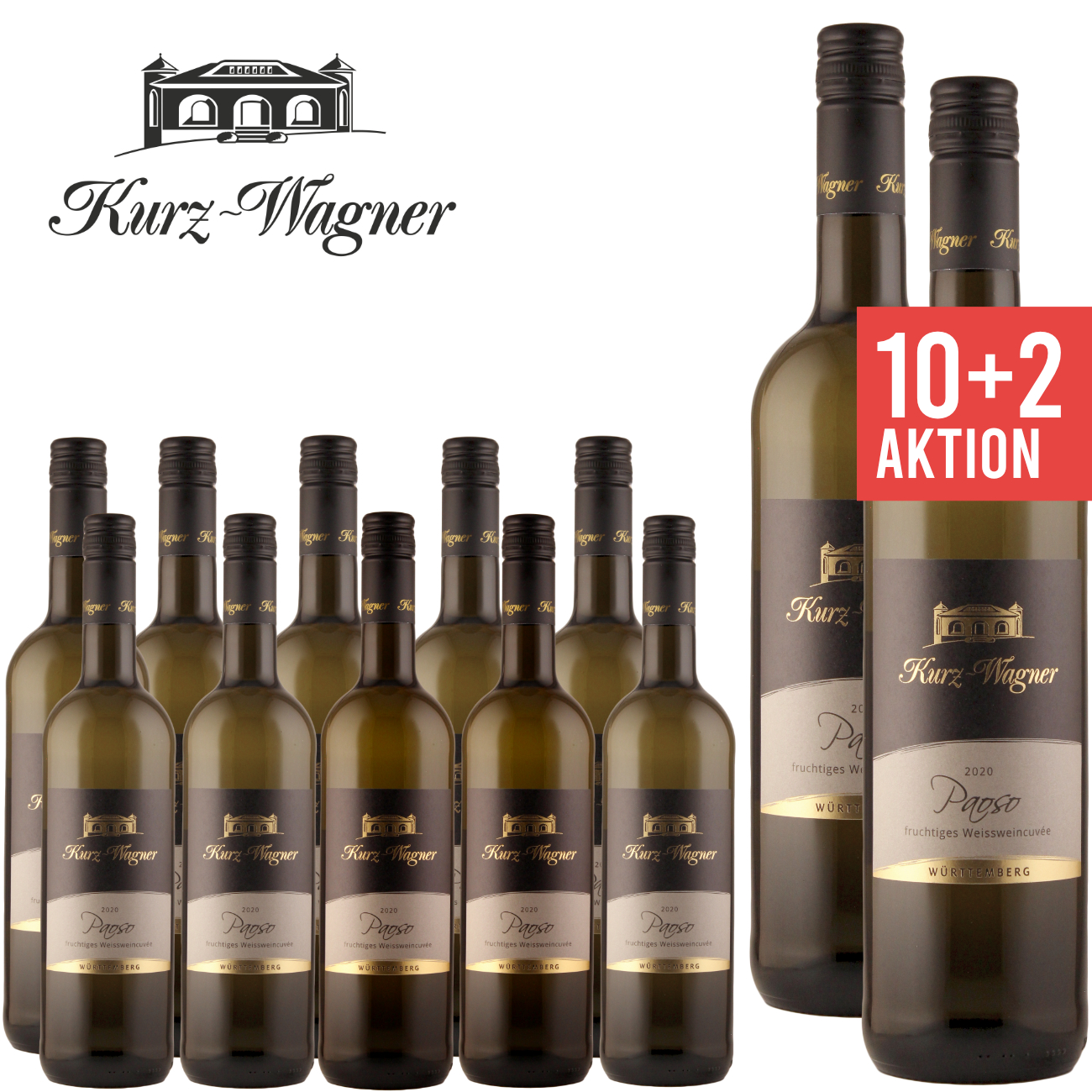 10+2 "Paoso" Weisswein 0,75 L ► Kurz-Wagner ★ Angebot