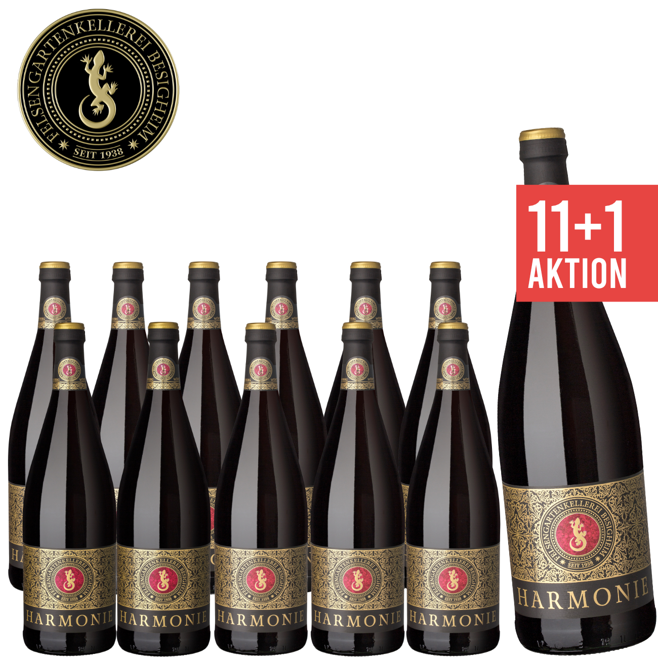 12 x "Harmonie" Rotwein lieblich 1,0 L - Felsengartenkellerei