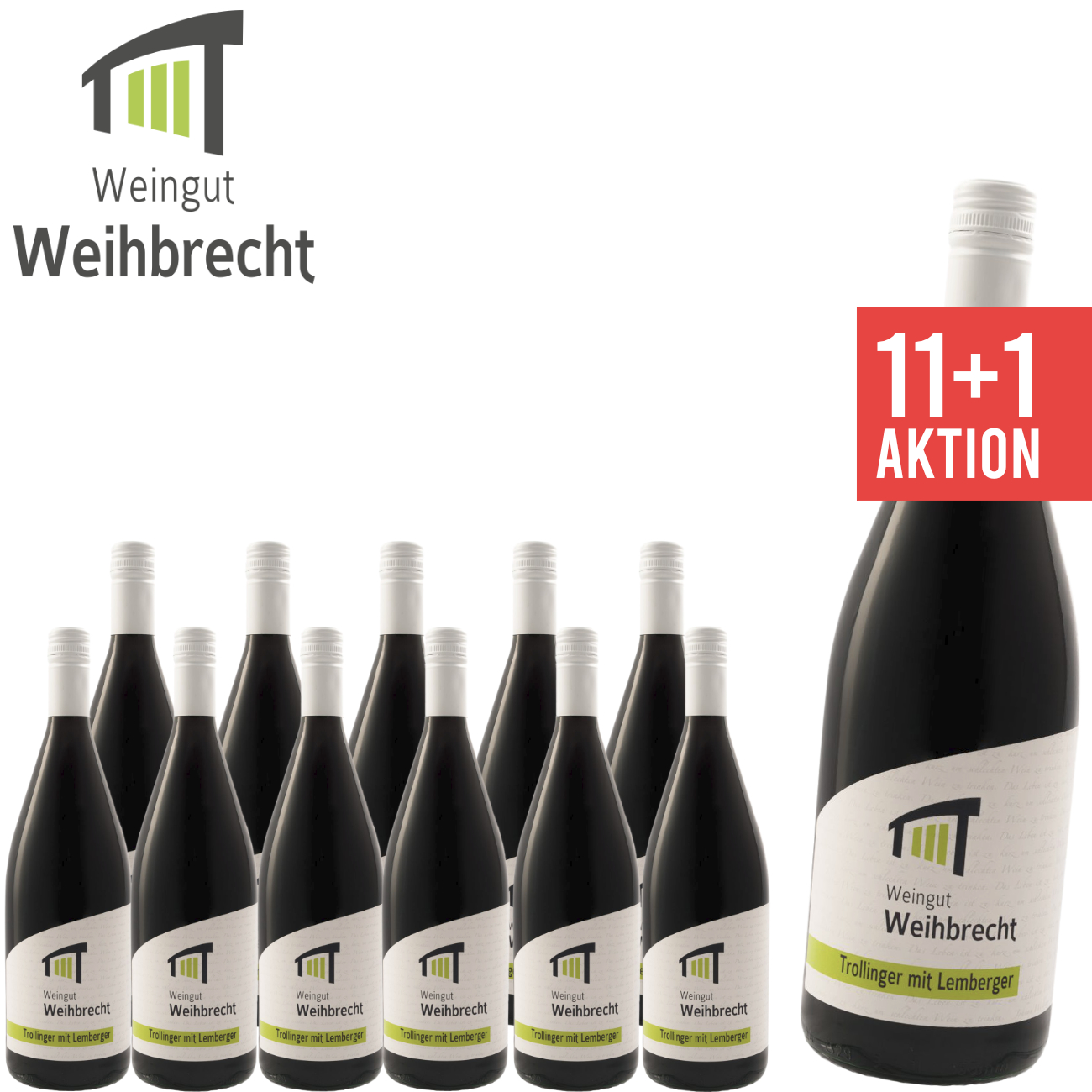 11+1 Trollinger mit Lemberger habltrocken 1,0 L - Weingut Weihbrecht