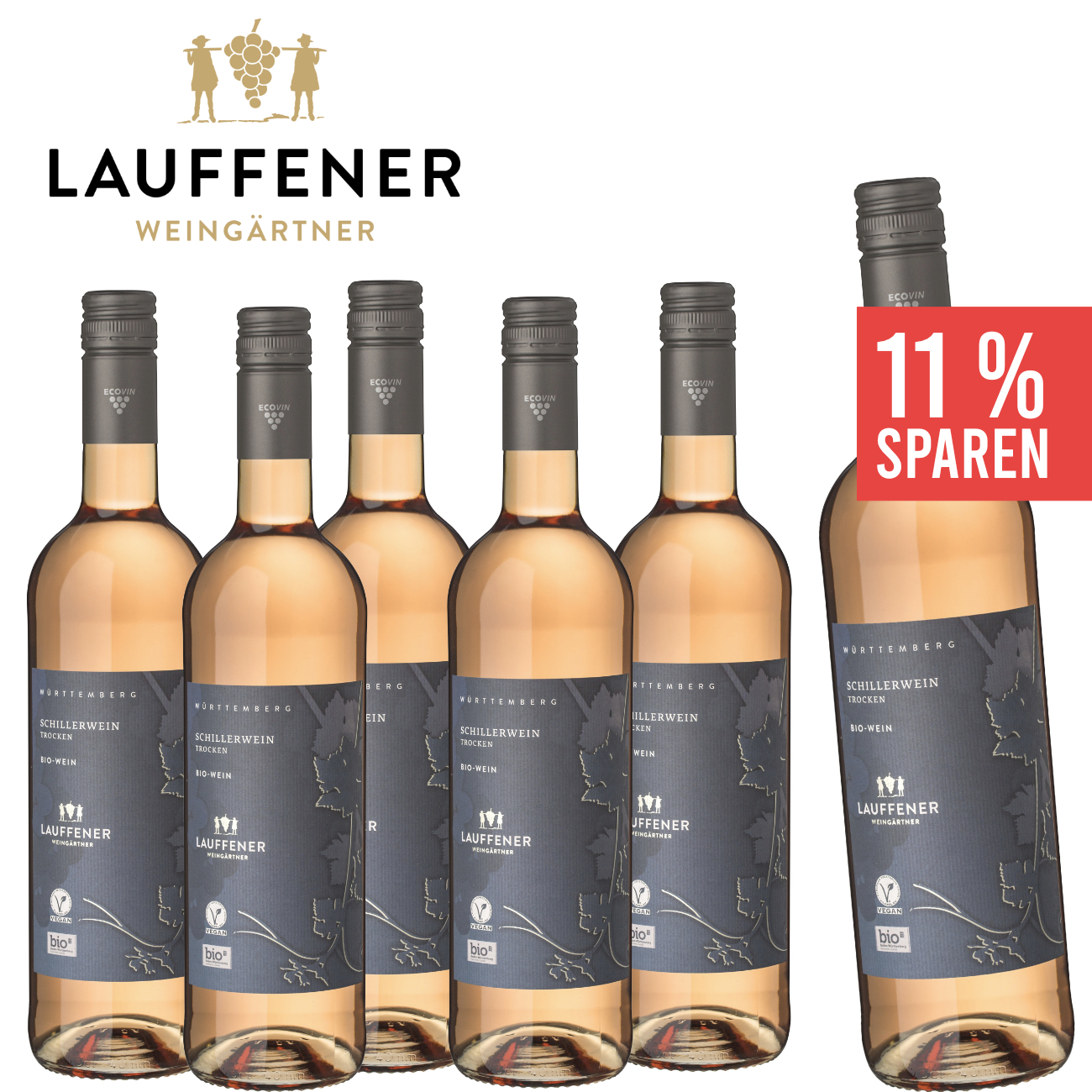 6 x Schillerwein trocken Biowein 0,75 L Lauffener ★ Sparpreis