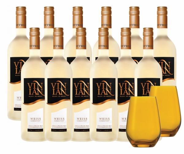 12 x VINIAN Blanc de Noir + 2 Gläser ★ ANGEBOT