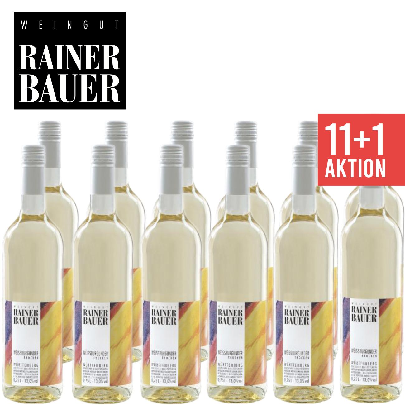 11+1 Weissburgunder trocken 0,75 L - Weingut Rainer Bauer