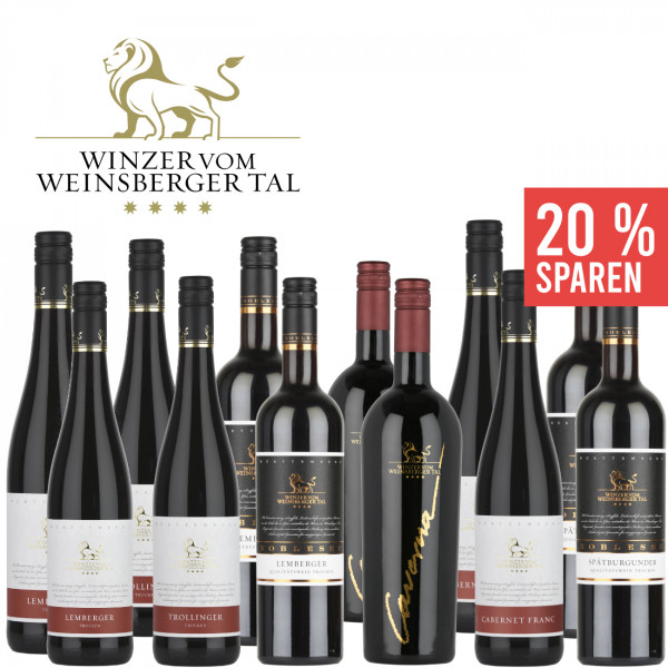 "Rotweinliebe" 12 x 0,75 L Weinpaket ► Winzer vom Weinsberger Tal