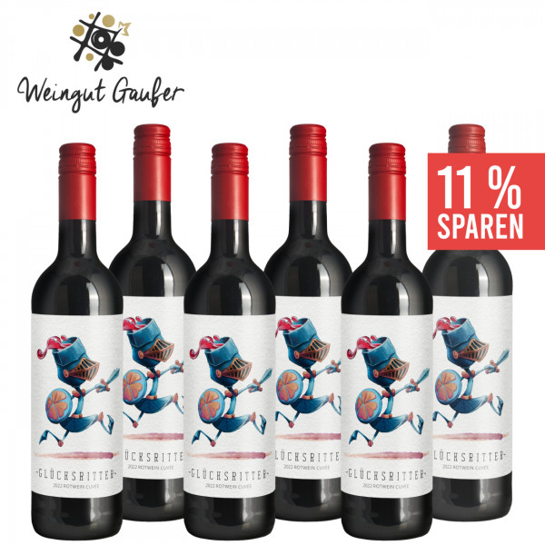 6 x "Glücksritter" Rotwein Cuvée 0,75 L ► Weingut Gaufer | WW