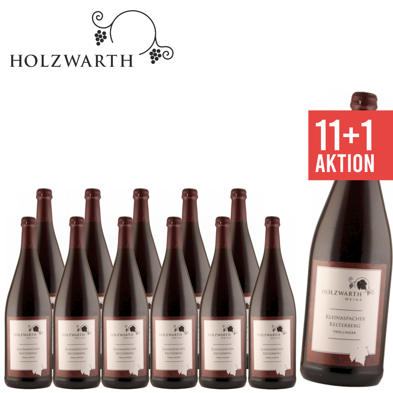 Holzwarth Weine Aspach, 11+1 Trollinger halbtrocken 1,0 L Kleinaspacher Kelterberg Weinpaket, Angebot, versandkostenfrei, Rotwein