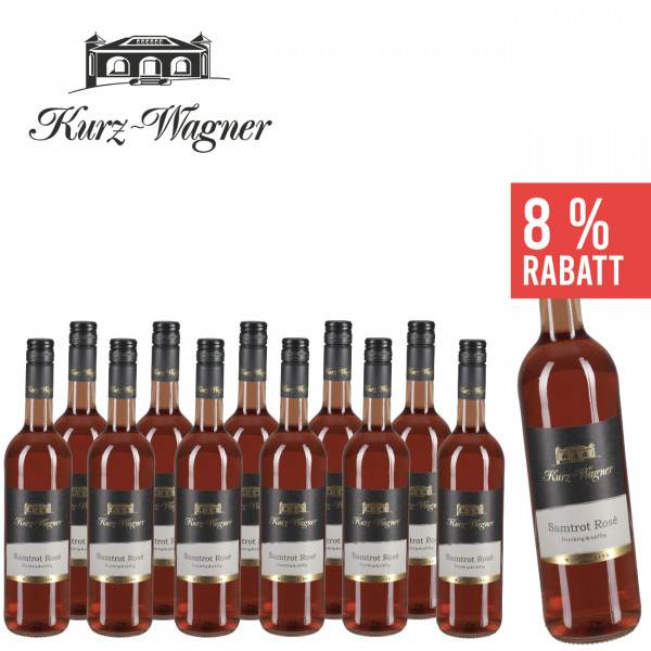★ 11 + 1 Samtrot Rosé 0,75 L Weinpaket ► KURZ-WAGNER