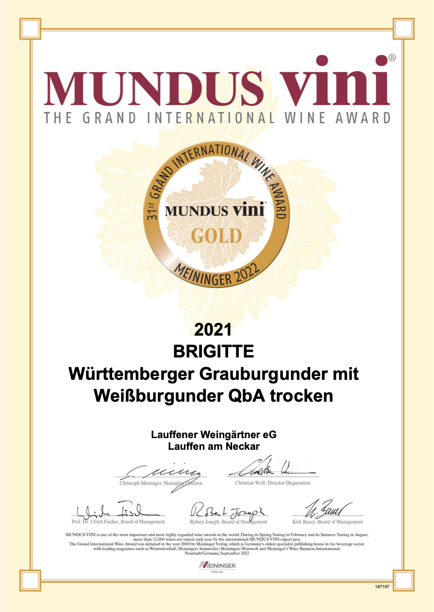 ▻ Brigitte vom Grauburgunder | Weine 0,75 L 2022 Weine direkt Lauffener trocken - Württemberger Winzer mit Weißburgunder