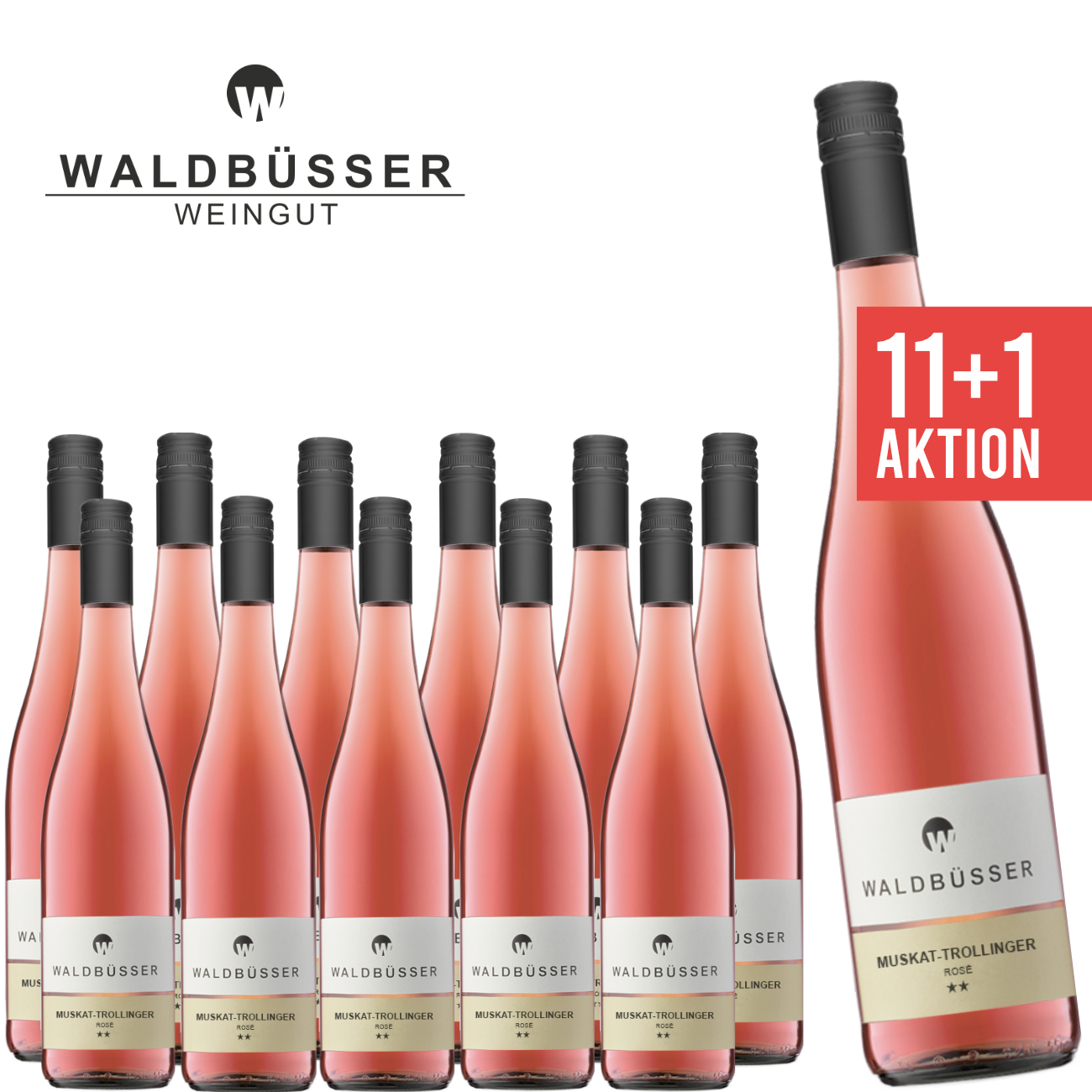 11+1 Muskat-Trollinger Rosé halbtrocken 0,75 L - Weingut Waldbüsser