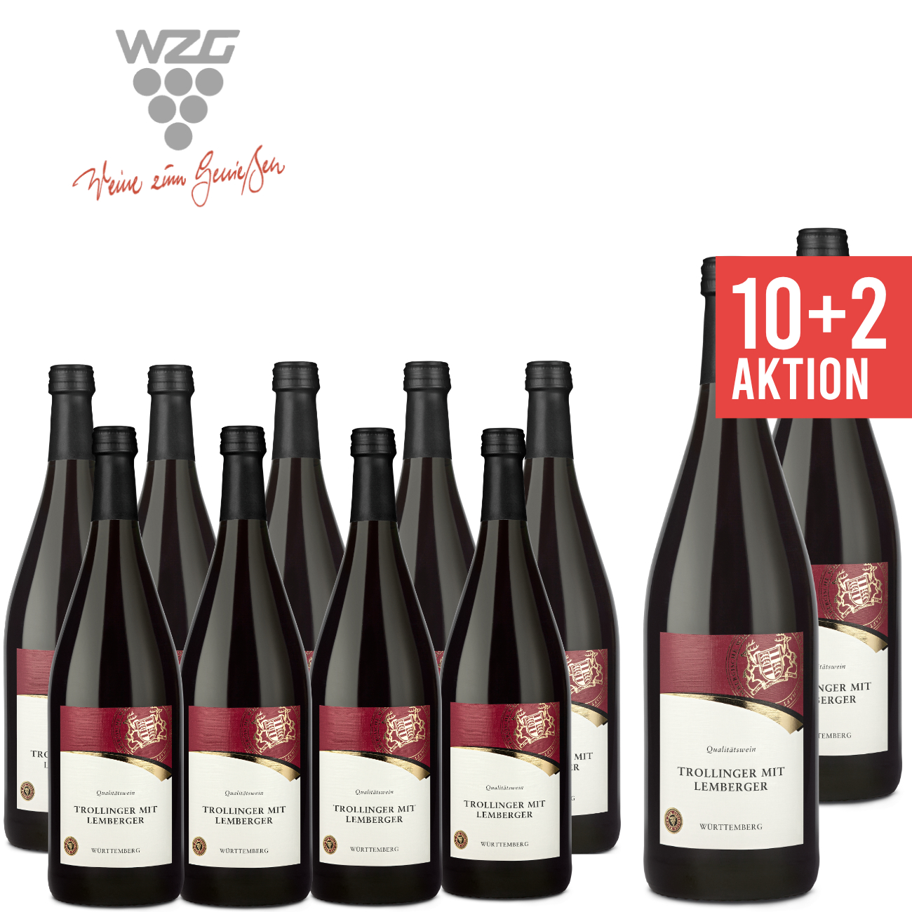 WZG Möglingen Trollinger mit Lemberger Württemberg 1,0 L - Qualitätswein, Rotwein, halbtrocken, Literflasche, 1-Liter, Württemberger Wein
