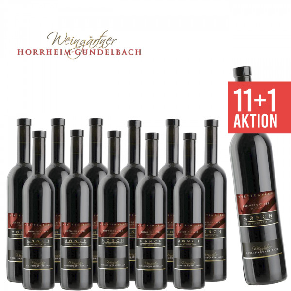 12 x Rotwein Cuvée trocken MÖNCH 0,75 L Eichenfass - Weingärtner Horrheim-Gündelbach