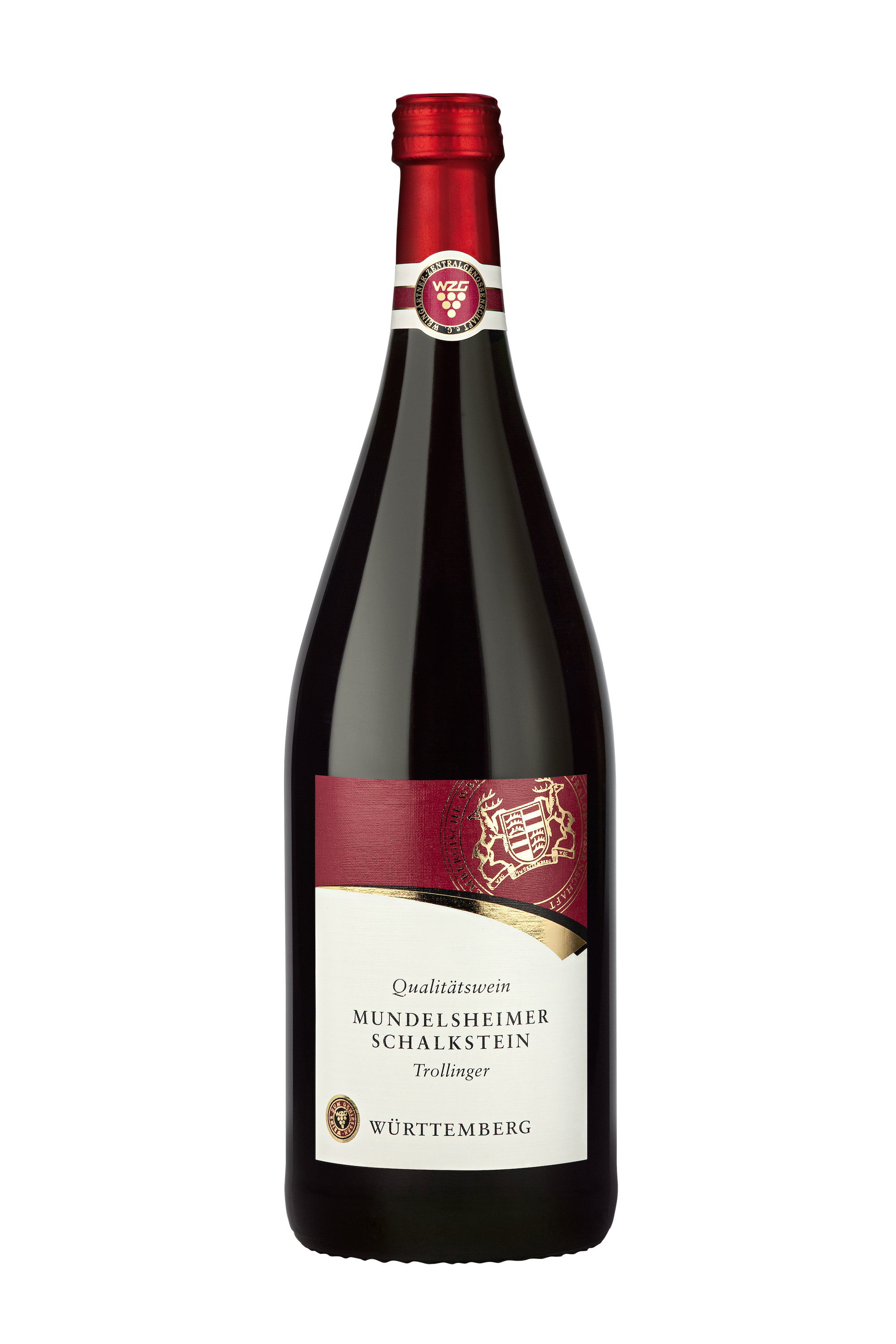 WZG Mundelsheimer Schalkstein Trollinger 1,0 L - Rotwein, halbtrocken, Qualitätswein, Württemberg, Literflasche, 1-Liter