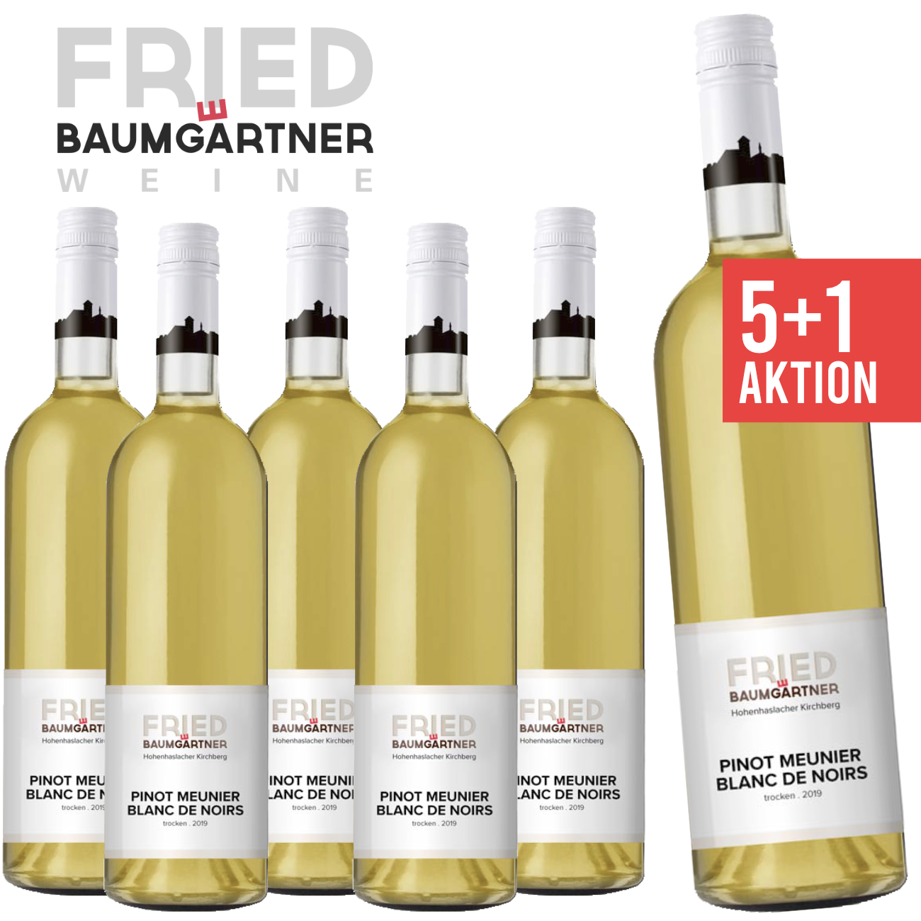 5+1 Pinot Meunier Blanc de Noirs trocken 0,75 L - FRIED Baumgärtner