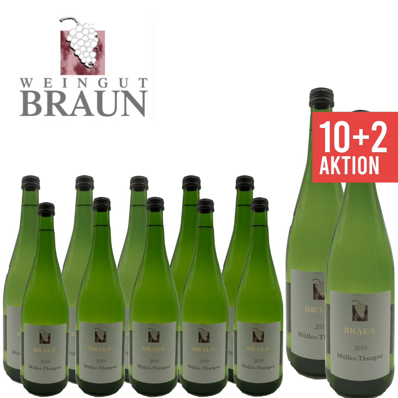 10+2 Müller-Thurgau halbtrocken 1,0 L - Weingut Braun