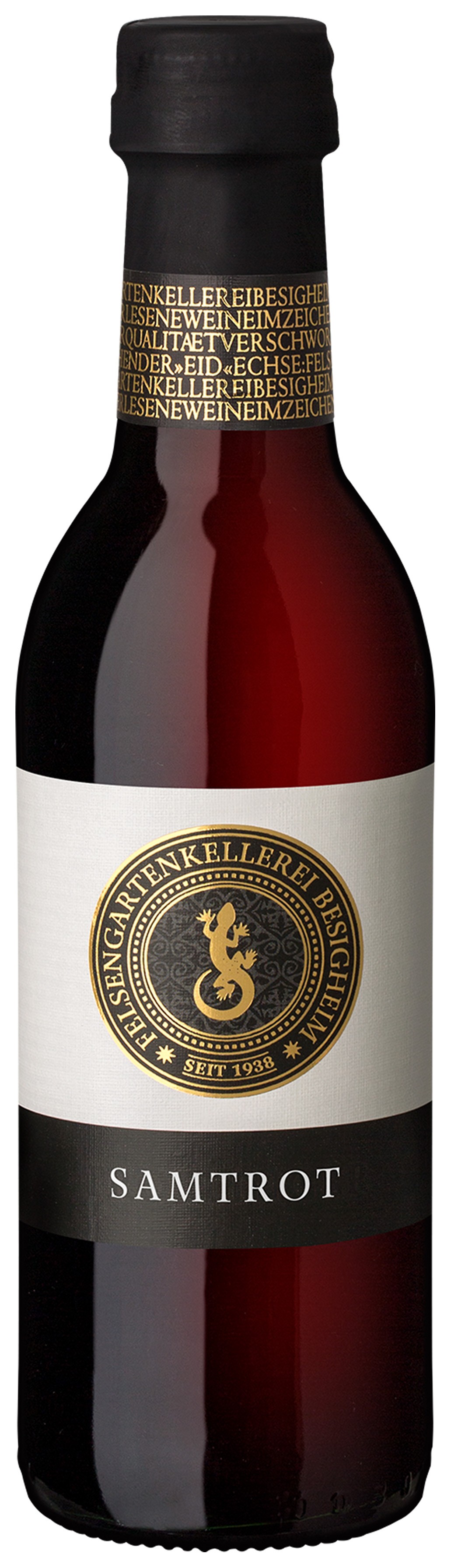 Felsengartenkellerei Samtrot 0,25 L Rotwein halbtrocken - Qualitätswein, kleine Weinflasche, Württemberg